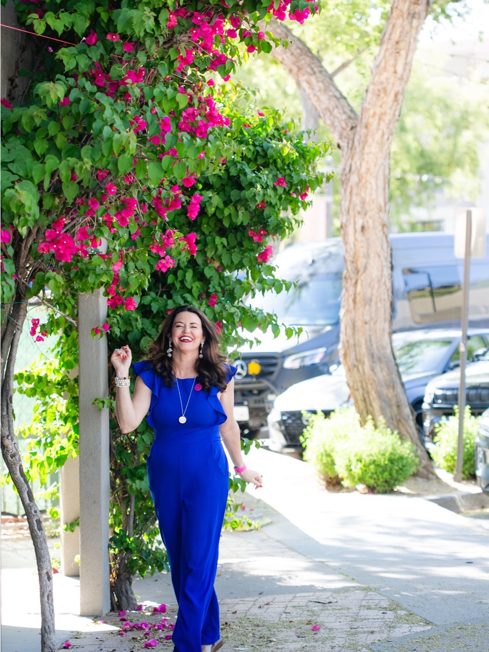 Women's Royal Blue Short-Sleeve Wide-Leg Jumpsuit